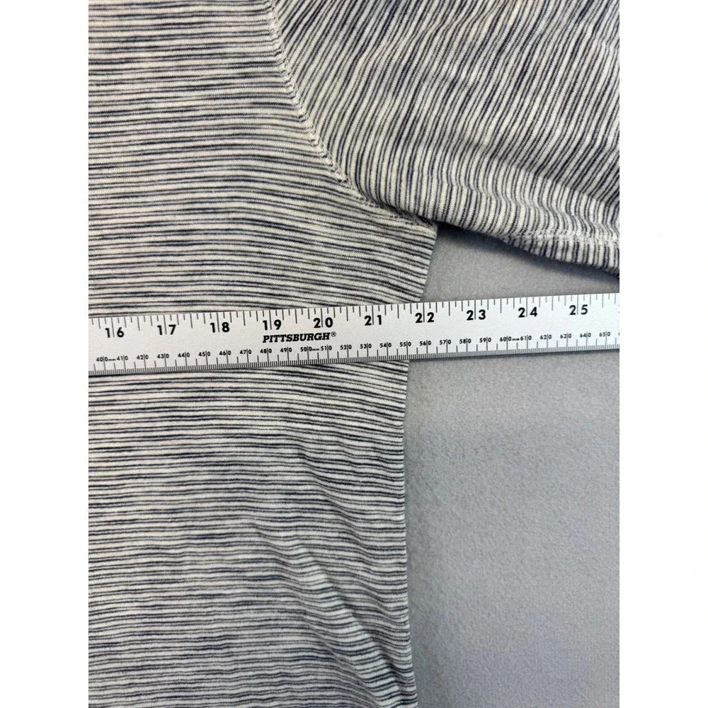 J. Crew Knit Goods Mens Henley Shirt Long Sleeve Striped Navy Cream 100% Cotton